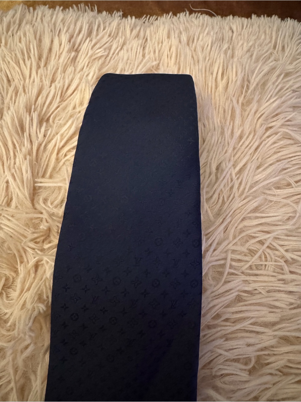 Louis Vuitton Navy Tonal Silk Monogram Men's Tie